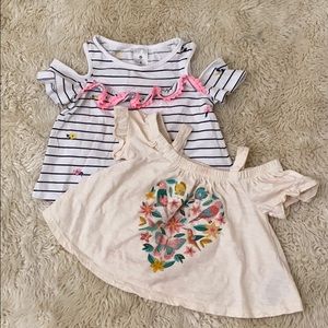 TODDLER Girl Cold Shoulder Floral Top Bundle Size 12-18 & 2Y EUC